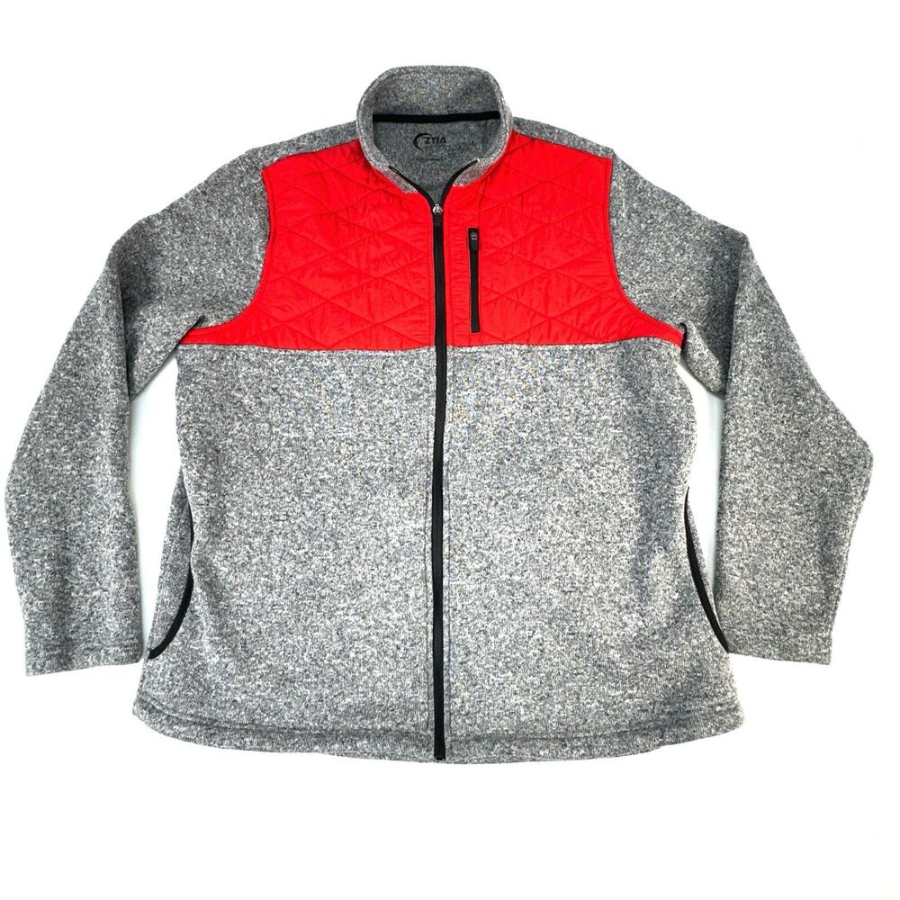 ZYIA Active 3XL Red Gray Quilted Ash Cabin Jacket Fleece Outerwear Fall Gorpcore